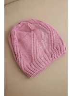 Dámská zimní čepice s vlnou volného střihu model 21783005 růžová - K-Fashion Dámská zimní čepice s vlnou volného střihu model 21783005 růžová - K-Fashion