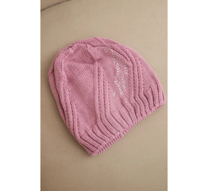 Dámská zimní čepice s vlnou volného střihu model 21783005 růžová - K-Fashion Dámská zimní čepice s vlnou volného střihu model 21783005 růžová - K-Fashion