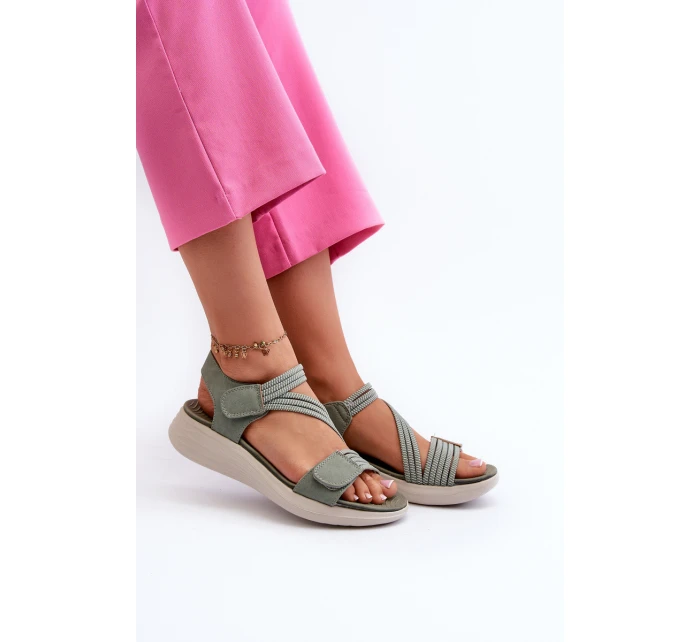Dámské pohodlné sandály na suchý zip zelené Eladora Dámské pohodlné sandály na suchý zip zelené Eladora