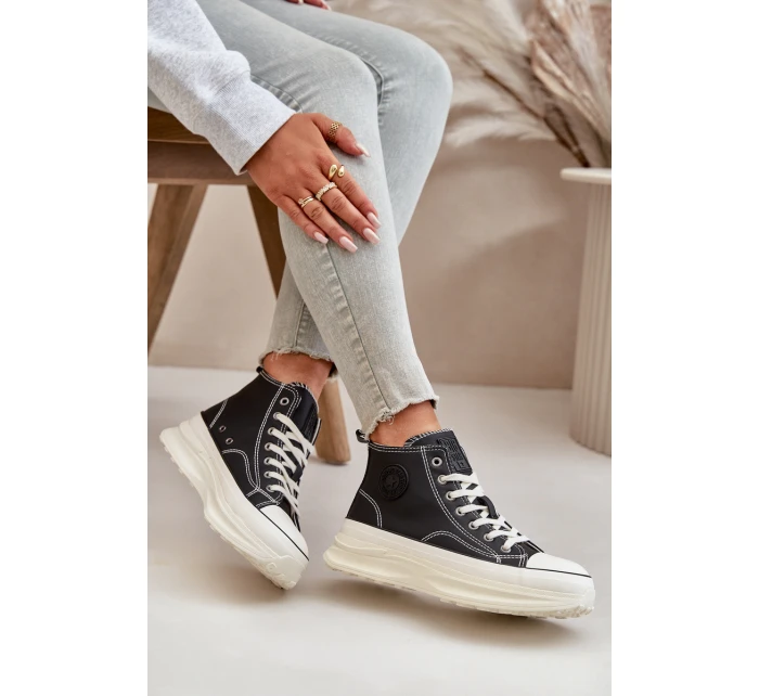 Zateplené Dámské Tenisky Na Platformě Eko Kůže Big Star OO274068 Růžové Zateplené Dámské Tenisky Na Platformě Eko Kůže Big Star OO274068 Růžové