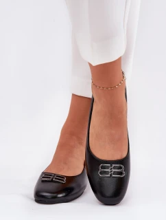 Elegantní Dámské Baletky S Ozdobou model 21690105 Černé - VINCEZA