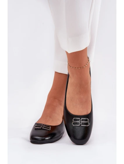 Elegantní Dámské Baletky S Ozdobou model 21690105 Černé - VINCEZA