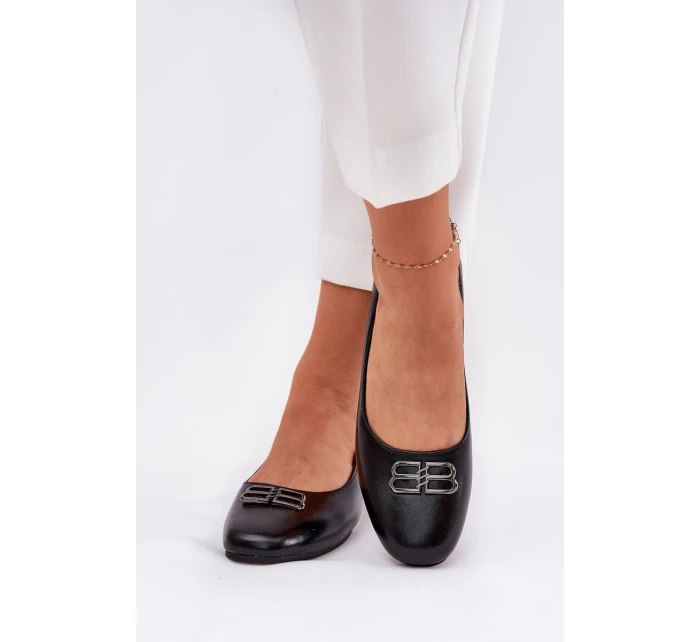 Elegantní Dámské Baletky S Ozdobou model 21690105 Černé - VINCEZA