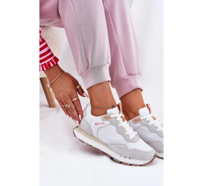 Semišové Lehké Sportovní Boty Pro Ženy Big Star RR274235 HI-POLY SYSTEM Béžové