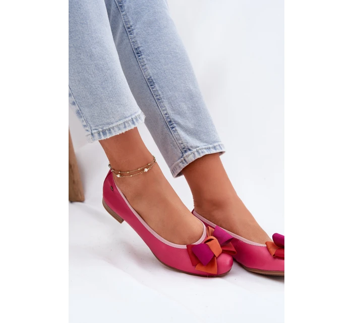 Kožené Baletky S Mašlí model 21695039 Fuchsie - Maciejka