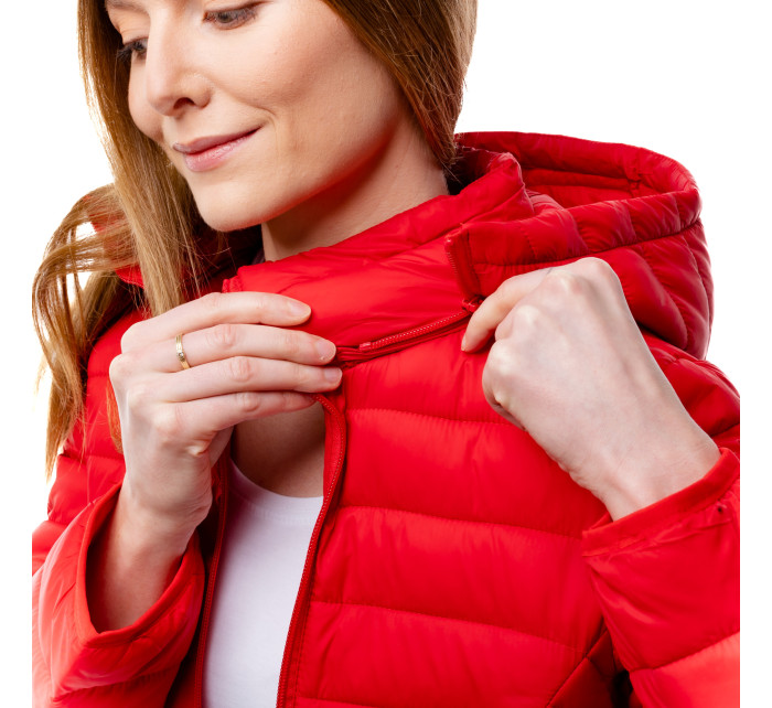 Dámská prošívaná bunda s kapucí GLANO - červená