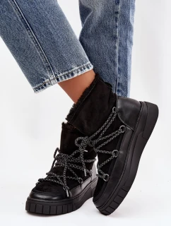 Dámské sněhule Isalisse se šněrováním – černé