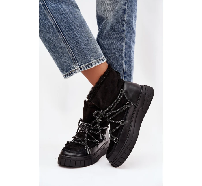 Dámské sněhule Isalisse se šněrováním – černé Dámské sněhule Isalisse se šněrováním – černé