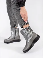 Praktické dámské šedo-stříbrné sněhule platforma Praktické dámské šedo-stříbrné sněhule platforma