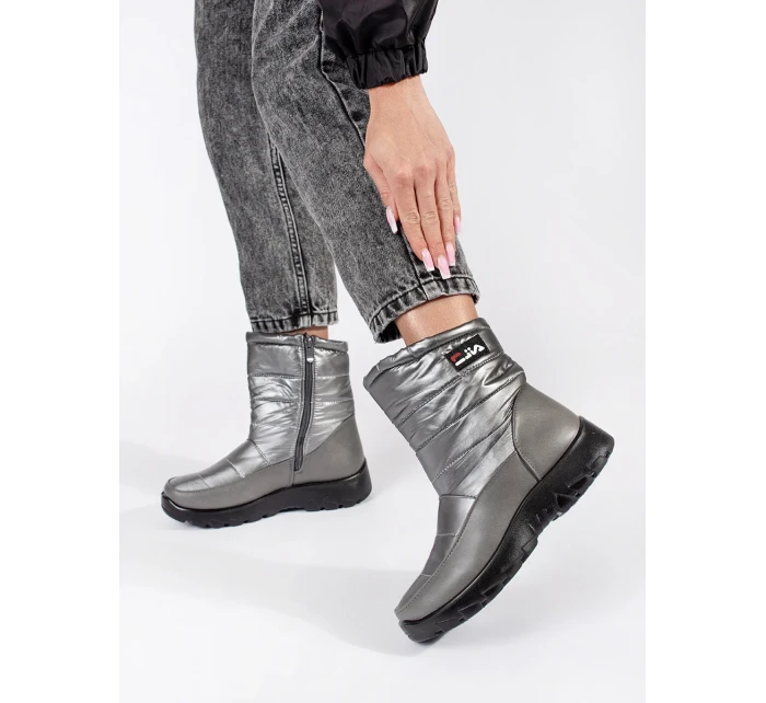 Praktické dámské šedo-stříbrné sněhule platforma Praktické dámské šedo-stříbrné sněhule platforma