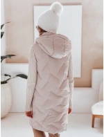 Dámská dlouhá prošívaná vesta s kapucí béžová FashionStreet TY5099