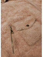Krátká béžová vlněná bunda typu "alpaka" (553)