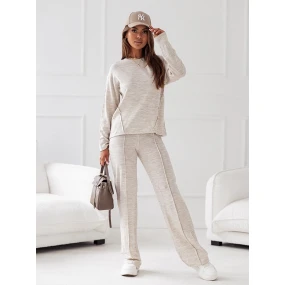 Béžový úpletový komplet blůza a kalhoty model 19673971 - Moon