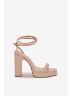 Dámské Sandály Na Podpatku S Páskem Béžové Fevenne Dámské Sandály Na Podpatku S Páskem Béžové Fevenne