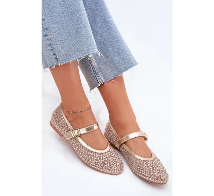 Zdobené Dámské Baletky S Pásem A Sponou Zlaté Avirae Zdobené Dámské Baletky S Pásem A Sponou Zlaté Avirae