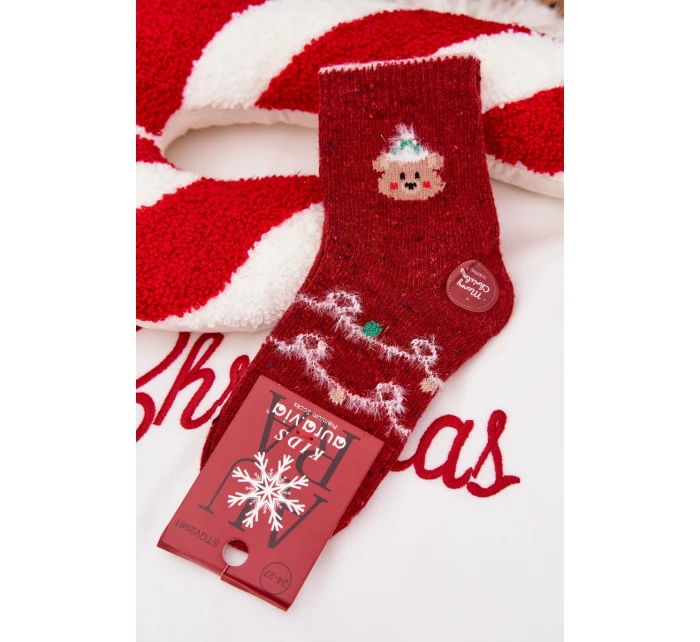 Dětské Vánoční Ponožky S Medvídkem  Červené model 21786776 - Aura.via