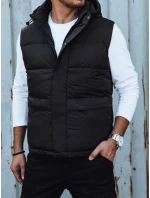 Pánská prošívaná vesta s kapucí černá FashionStreet TX4782 Pánská prošívaná vesta s kapucí černá FashionStreet TX4782