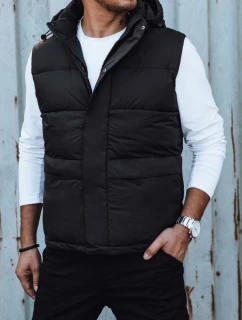 Pánská prošívaná vesta s kapucí černá FashionStreet TX4782
