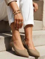 Dámské khaki semišové baleríny FashionStreet khaki ZY1350