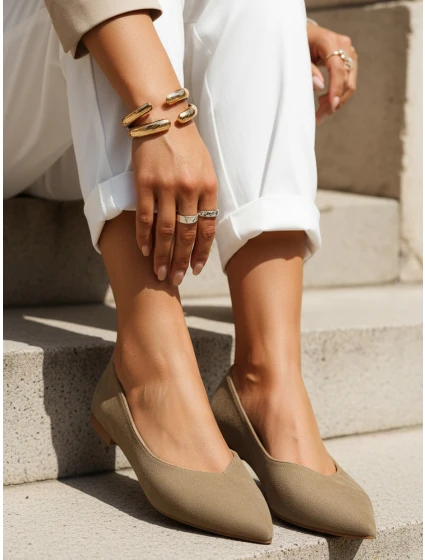 Baleriny damskie w khaki model 22014022 - FashionStreet