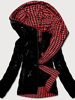 Černá dámská bunda se vzorovanou podšívkou (W707)