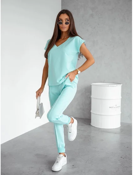 Dámský bavlněný dvoudílný komplet v tyrkysové barvě model 21056401 - Moon