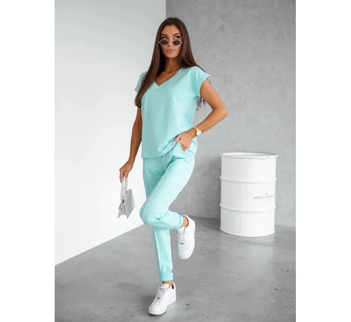 Dámský bavlněný dvoudílný komplet v tyrkysové barvě model 21056401 - Moon