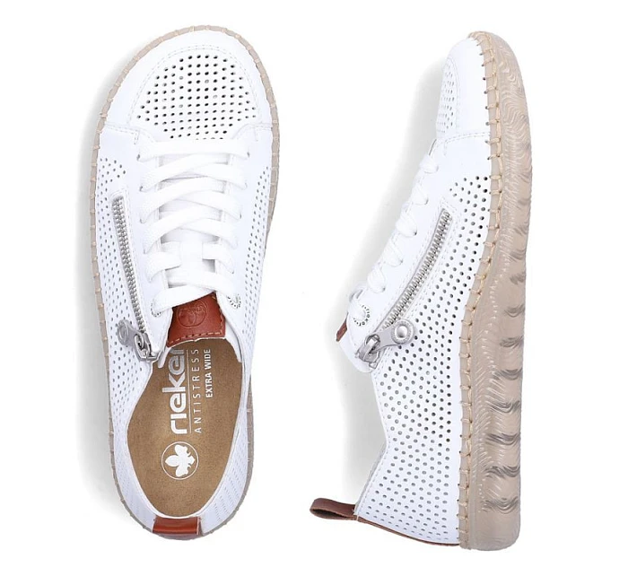 Dámská kožená prolamovaná bílá polobotka Rieker N2405-80