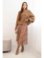 Dámská souprava s svetrem a šaty camelový model 21412180 - K-Fashion
