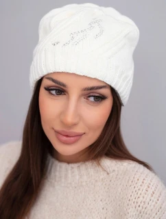 Dámská zimní vlněná čepice s ozdobnými krystalky K399 černá