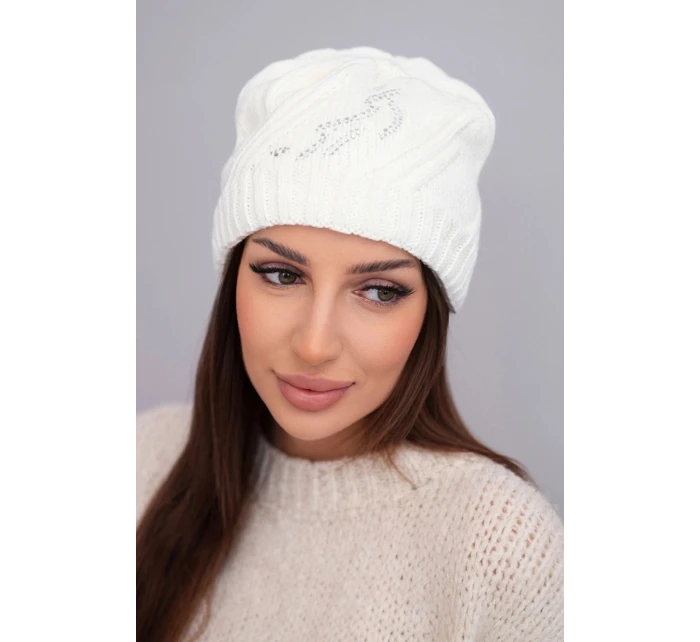 Dámská zimní vlněná čepice s ozdobnými krystalky K399 černá Dámská zimní vlněná čepice s ozdobnými krystalky K399 černá