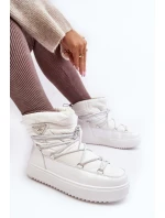 Dámské sněhule na platformě s vázáním bílé model 21641618 - Boto