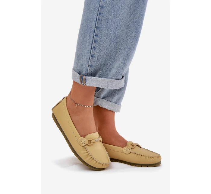 Ploché Kožené Mokasíny S Ozdobou model 21686049 Žluté - S.Barski