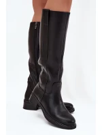 Dámské Černé Boty Na Nízkém Podpatku model 21704732 - Boto