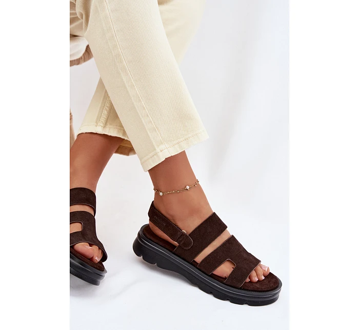 Dámské sandály z semiše Big Star model 22064147 Čokoládové - Big Star Shoes