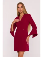 M876 Šaty s širokými manžetami - bordó M876 Šaty s širokými manžetami - bordó