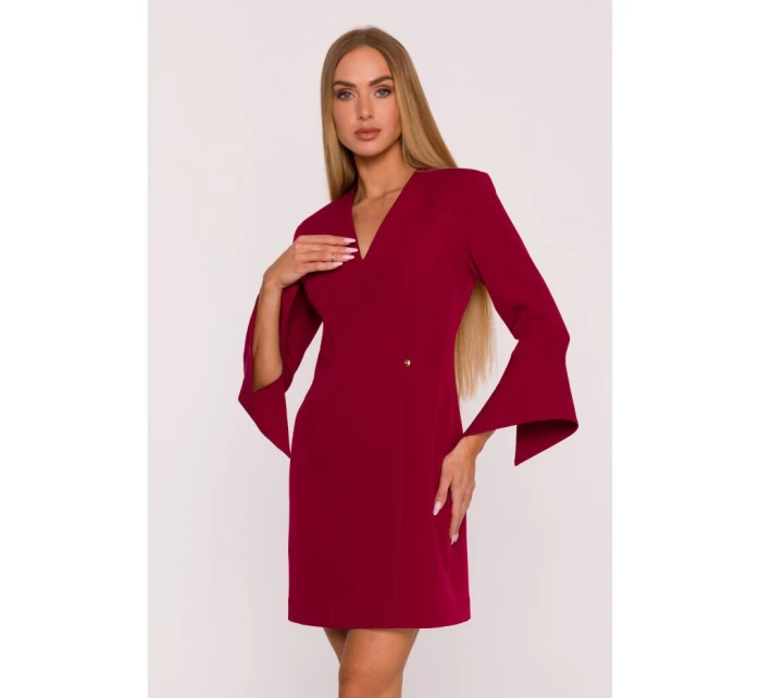 M876 Šaty s širokými manžetami - bordó M876 Šaty s širokými manžetami - bordó