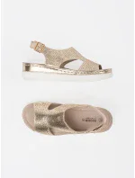 Zajímavé dámské  sandály zlaté platforma