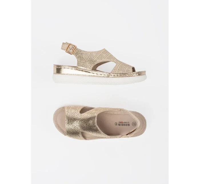 Zajímavé dámské  sandály zlaté platforma