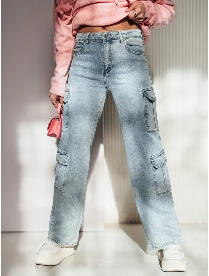 Dámské kalhoty ARGORAVE cargo baggy denim modré FashionStreet UY2226