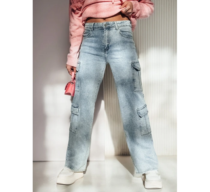 Dámské kalhoty ARGORAVE cargo baggy denim modré FashionStreet UY2226