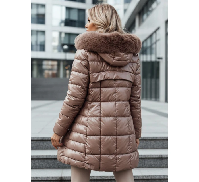 dámská prošívaná zimní bunda s kapucí béžová Dstreet model 21995378 - FashionStreet
