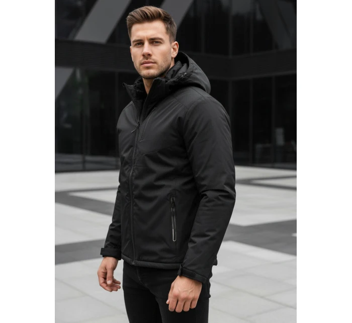 Pánská zimní bunda s kapucí černá model 21995627 - Dstreet Pánská zimní bunda s kapucí černá model 21995627 - Dstreet