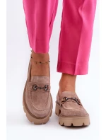 dámské semišové mokasíny béžové model 21655418 - VINCEZA
