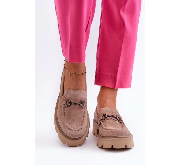 dámské semišové mokasíny béžové model 21655418 - VINCEZA