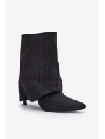 Dámské boty na podpatku se svrškem a  černé model 21670413 - Boto