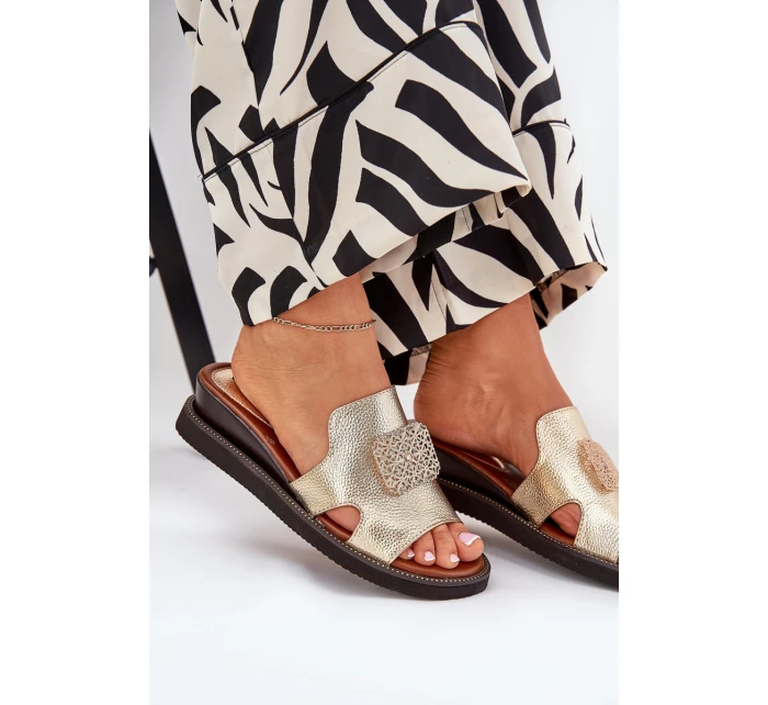 Dámské Klapky Na Klínu Eko Kůže Se Zlaté model 21686811 - Boto