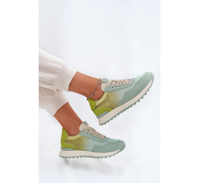 Kožené Sportovní Boty S Dámské  Zelené model 21691280 - VINCEZA