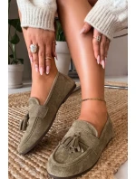 Dámské mokasíny ploché s třásněmi Zelené model 21919083 - Boto