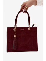 model 22221015 bordová kabelka typu kufřík z imitace semiše - Flora&Co model 22221015 bordová kabelka typu kufřík z imitace semiše - Flora&Co